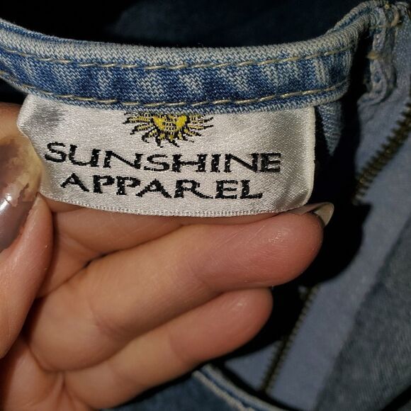 Sunshine Apparel Embroidered Denim Zip-up Maxi Dress Size Large - Picture 3 of 11
